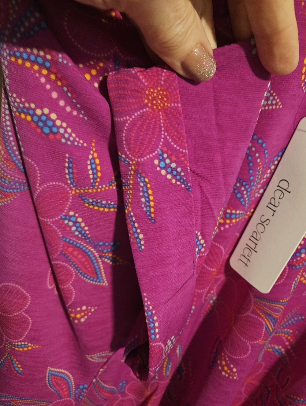 Dear Scarlett Boyfriend V0037 Floral  Short Sleeve Top Magenta Pink Size 2X NWT - Picture 9 of 9